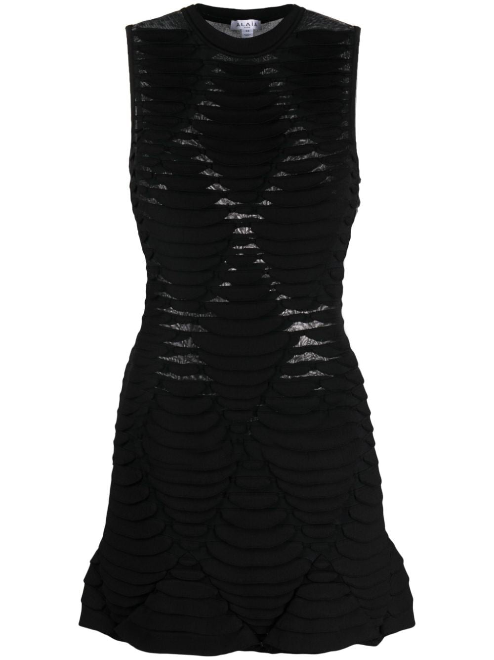 Alaïa Slim Fit Python Knit Dress In Black