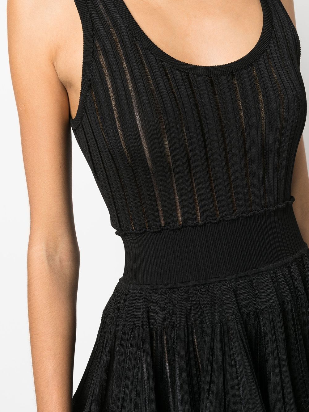 Shop Alaïa Women's Black Sleeveless Crinoline Dress With Scoop Neckline