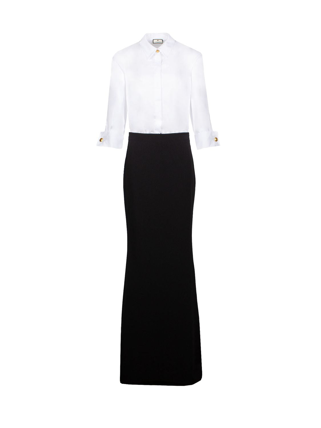 Shop Elisabetta Franchi Panelled Maxi Mermaid Dress In White For Women