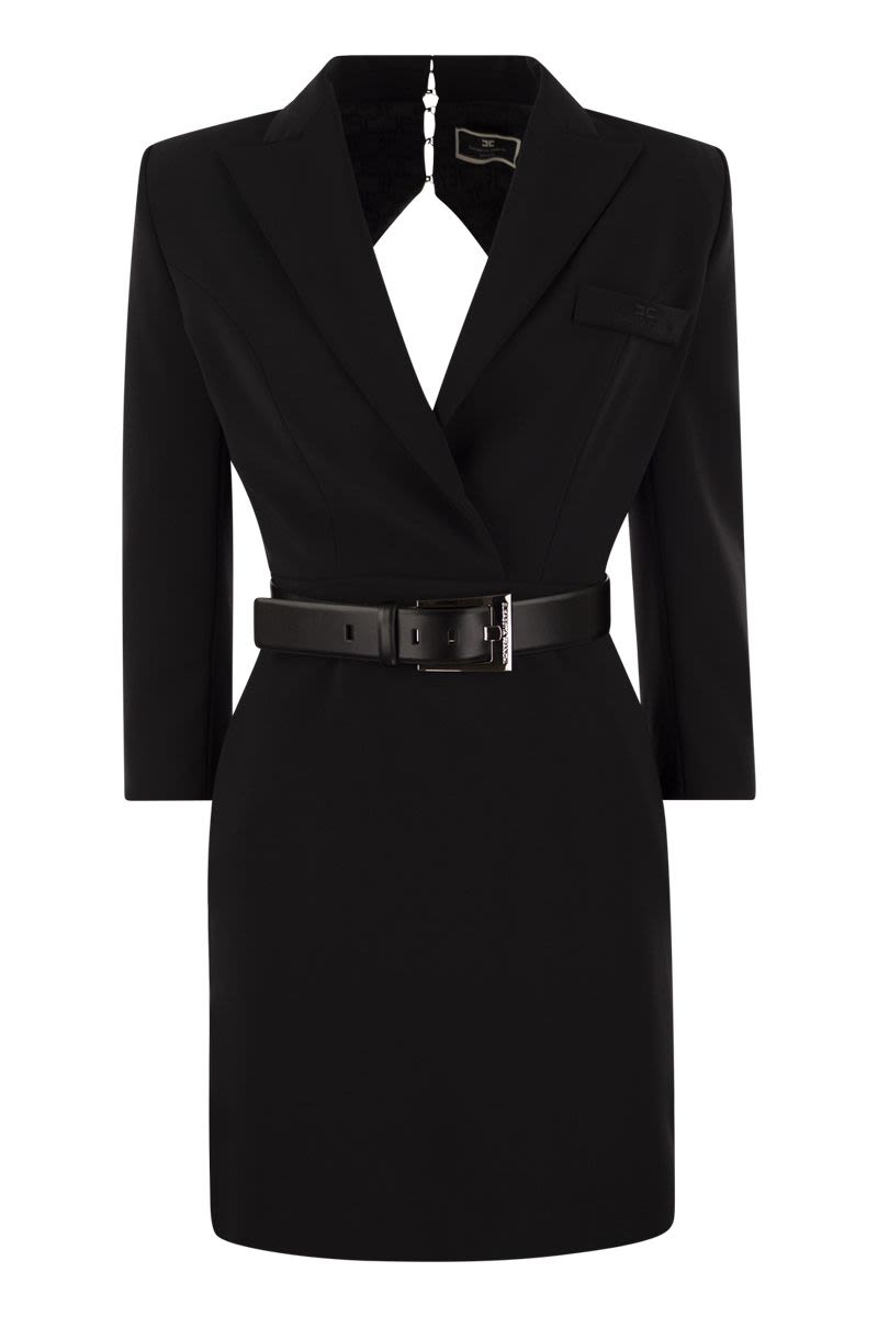 Shop Elisabetta Franchi Elegant Black Cut-out Back Dress For Women