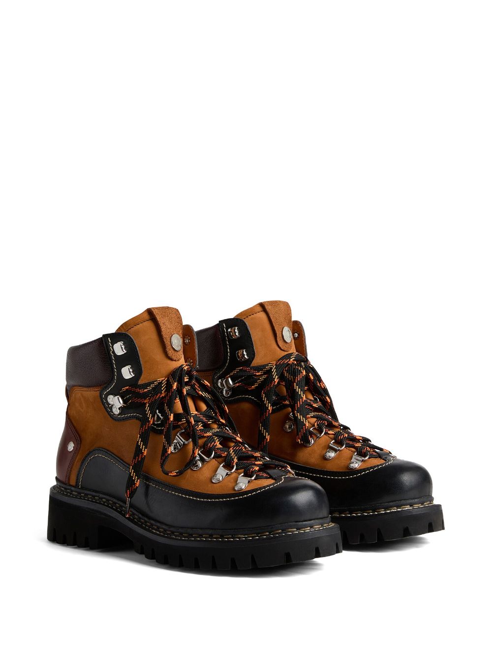 Shop Dsquared2 Men's Panelled Leather Hiking Boots In Black