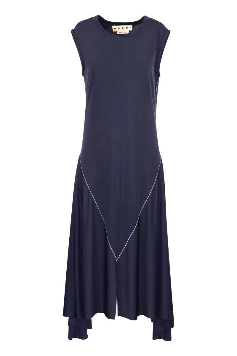 Shop Marni Asymmetrical Blue Viscose Dress For Women In Ss22 Collection