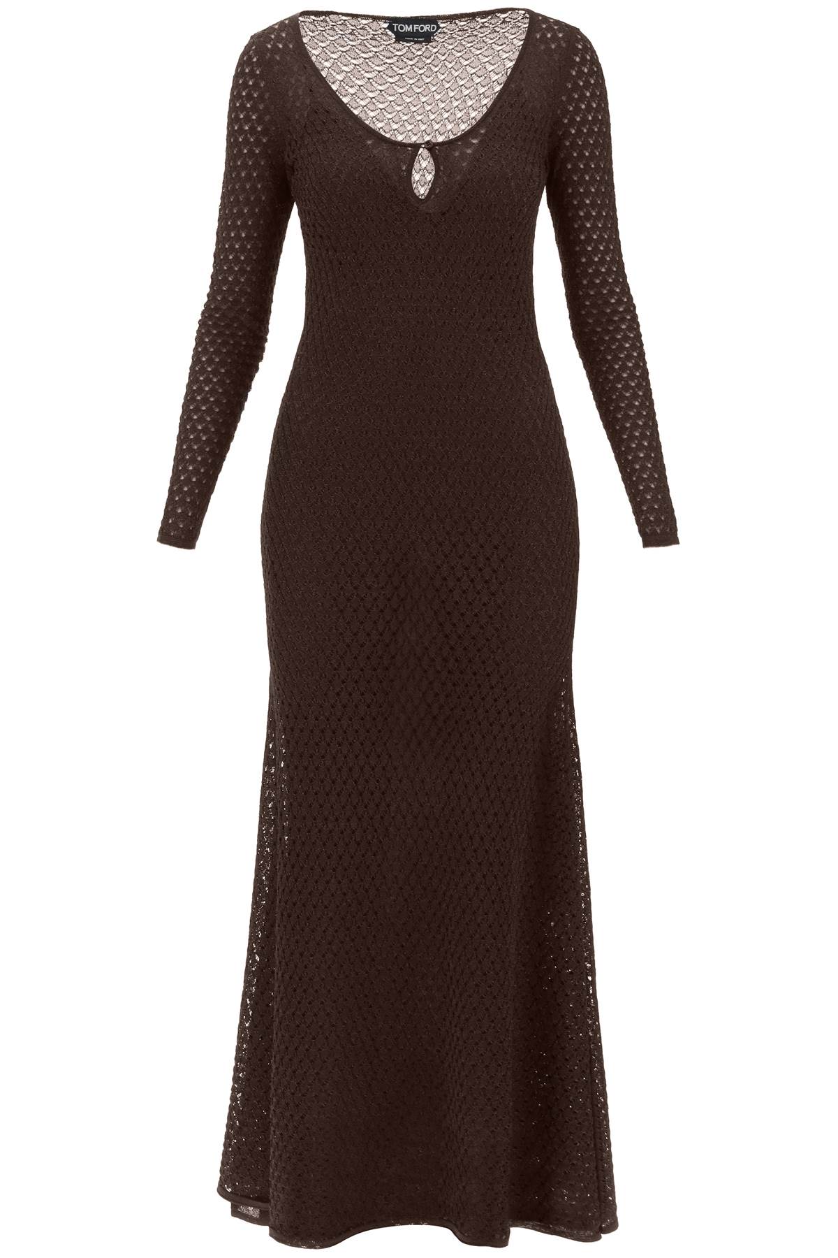 Tom Ford Brown Perforated Lurex Maxi Dress For Women