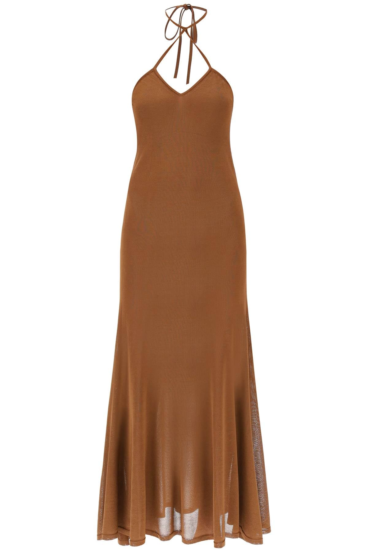 Tom Ford Stylish Knit Halter Maxi Dress For Women In Brown