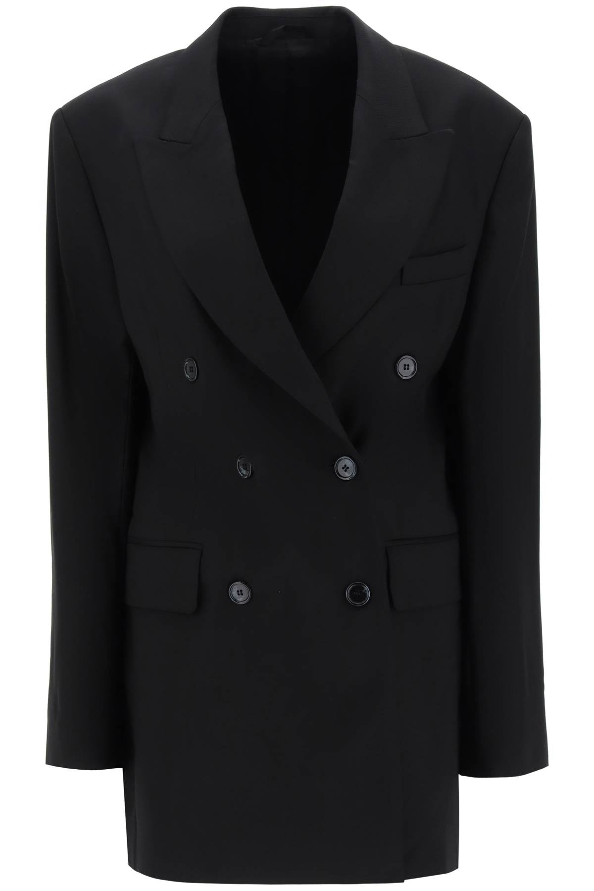 Acne Studios Sophisticated Double-breasted Jacket In Herringbone Fabric In Black