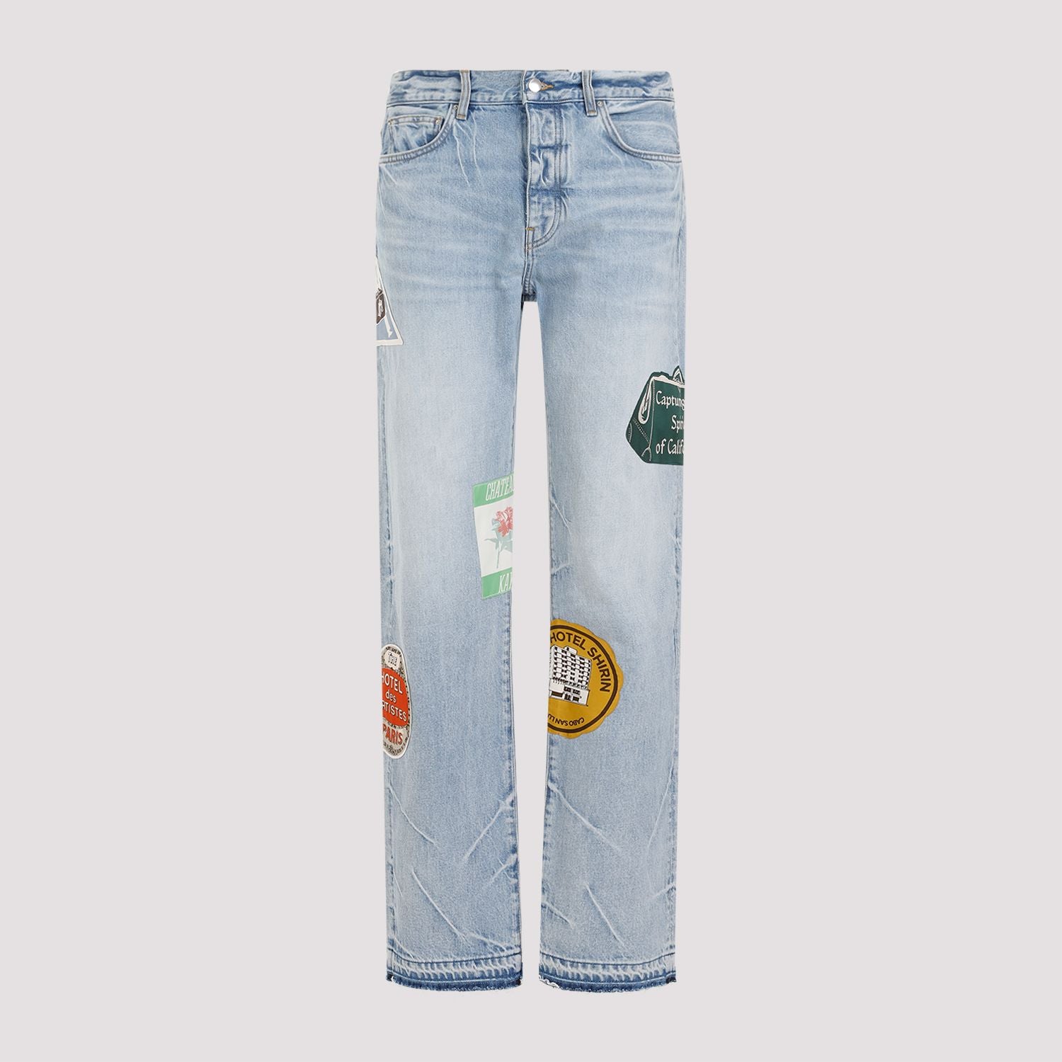Shop Amiri Navy Travel Patch Straight Jeans In Blue