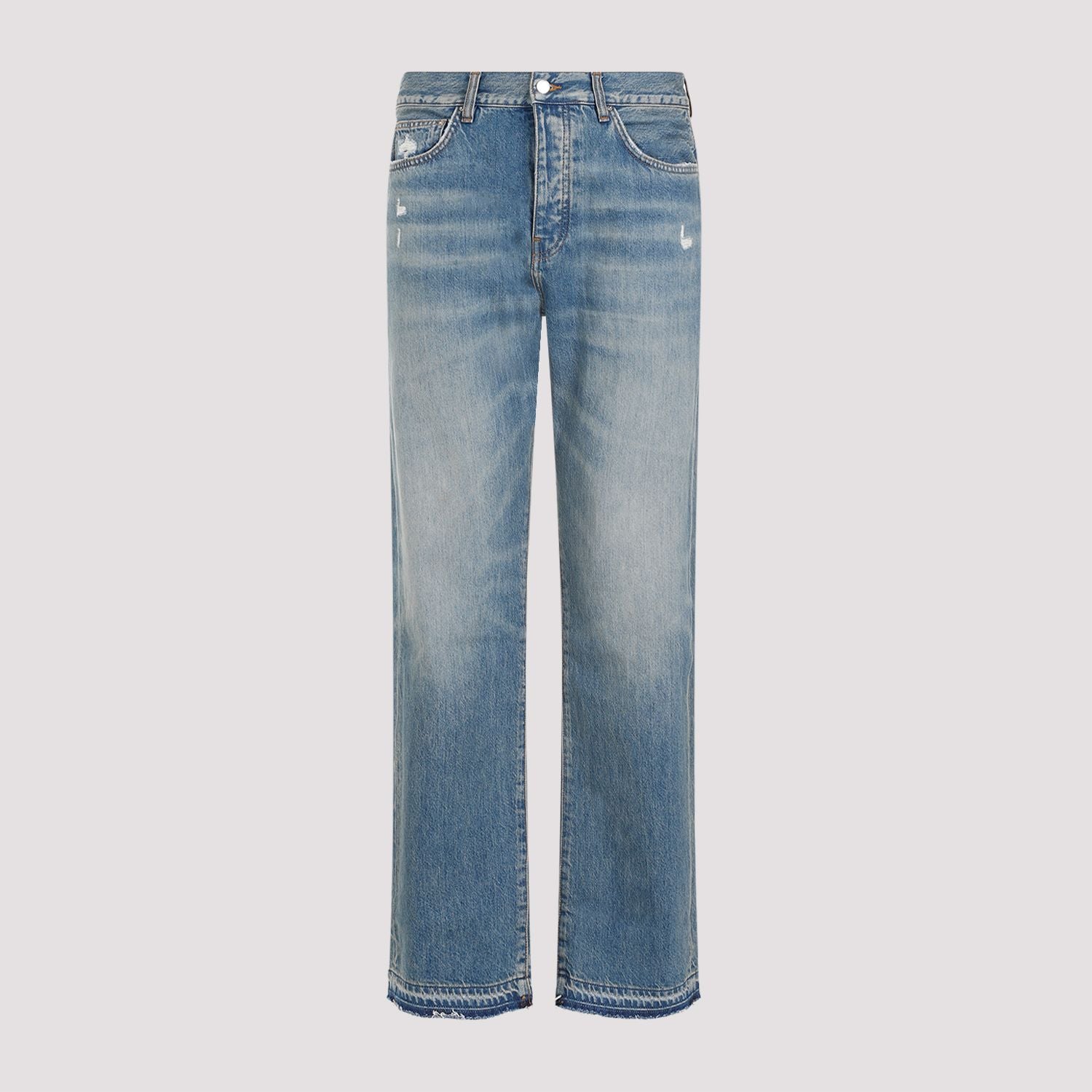 Shop Amiri Medium-washed Distressed Jeans For Men In Blue