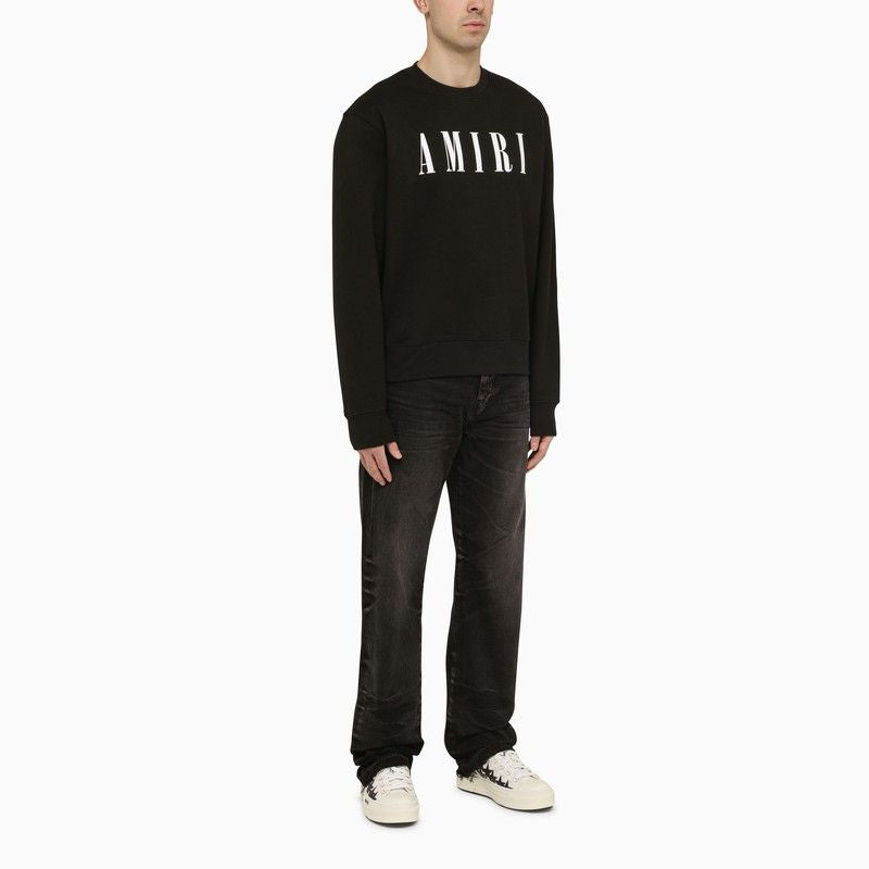 Shop Amiri Classic Black Crewneck Sweatshirt With Bold Logo