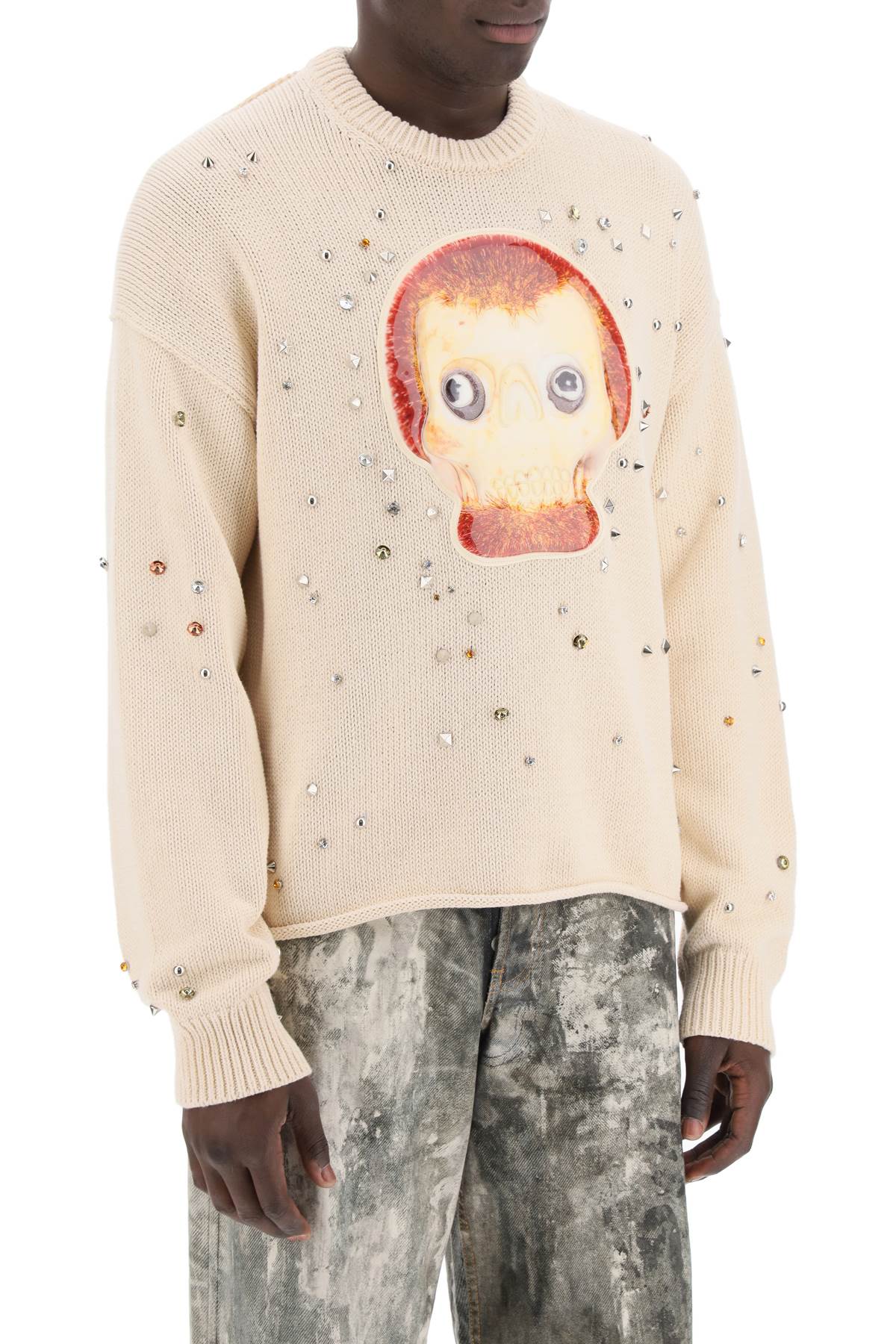 Shop Acne Studios Men's Studded Pullover With Animation For Ss24 In Grey
