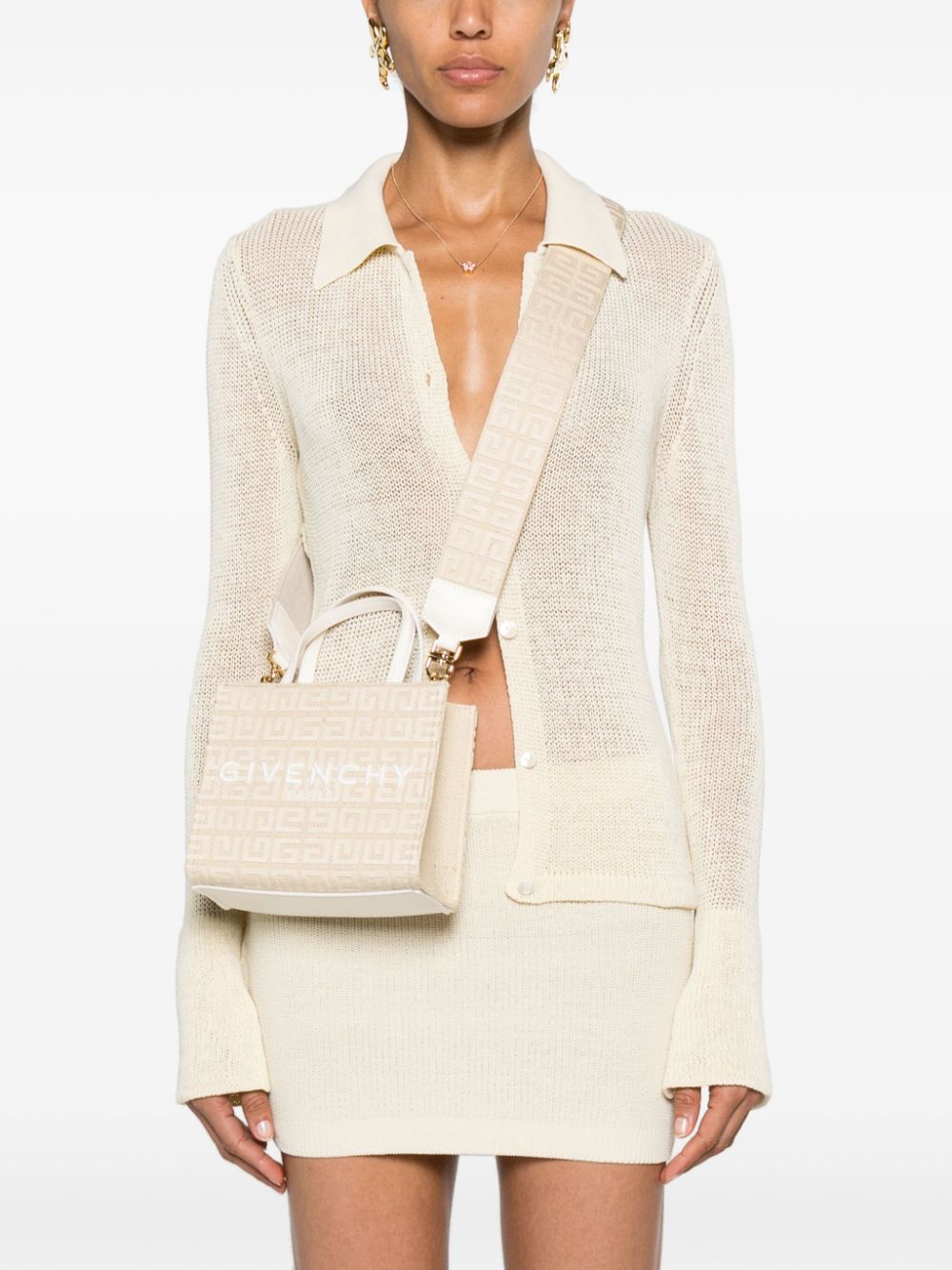 Shop Givenchy G-tote Handbag Mini Juta Shopping Handbag In White