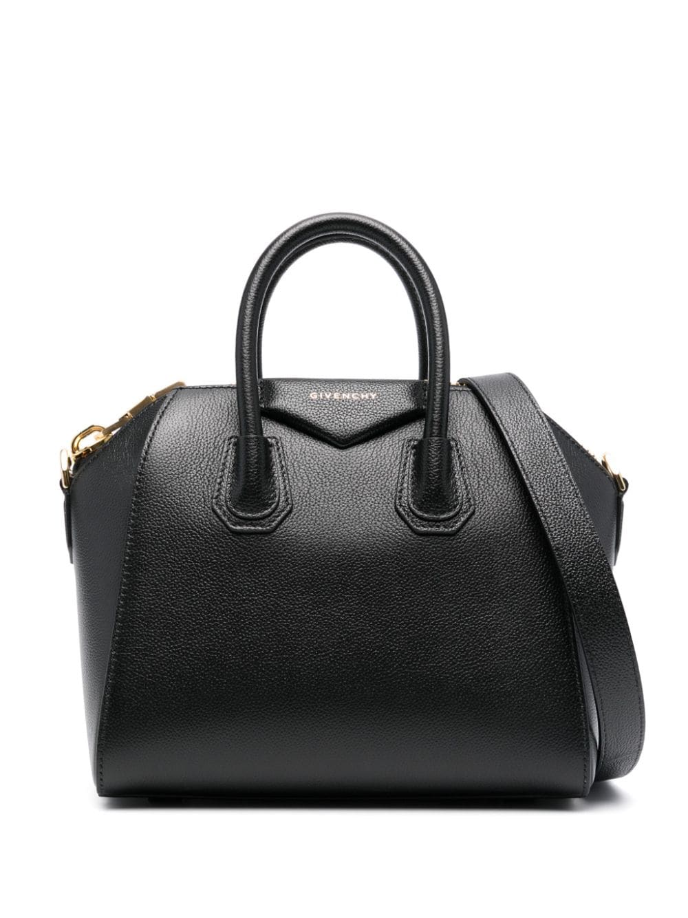 Shop Givenchy Black Leather Handbag With Gold-tone Hardware And Detachable Strap For Women