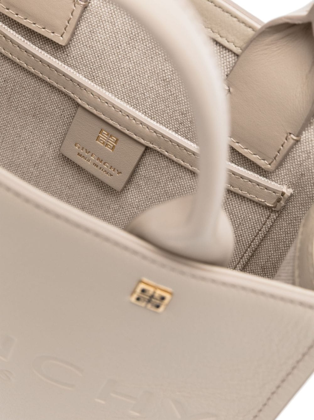 Shop Givenchy G-tote Handbag Mini Leather Handbag In Tan