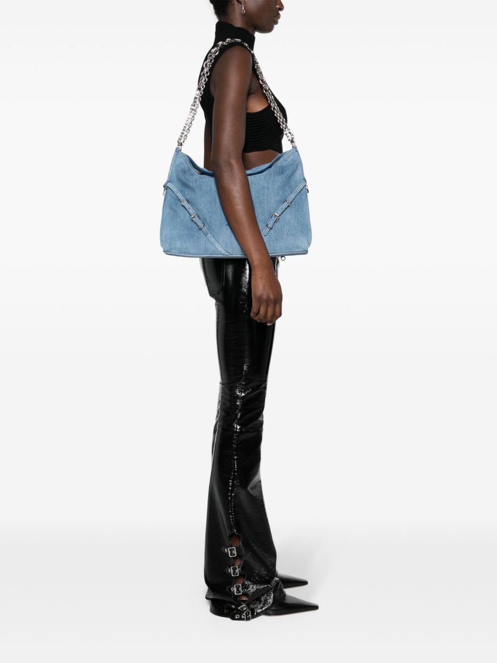 Shop Givenchy Voyou Medium Shoulder Handbag In Clear Blue