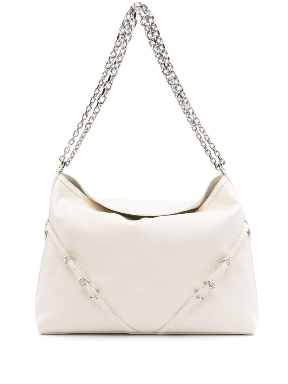 Shop Givenchy Voyou Medium Leather Shoulder Handbag In White