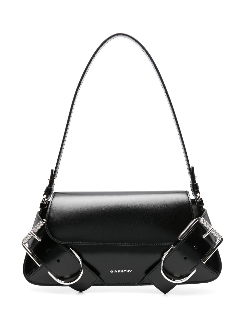 Shop Givenchy Voyou Leather Flap Shoulder Handbag In Black