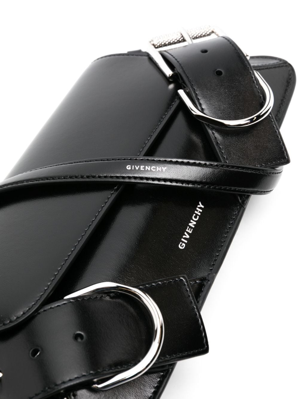 Shop Givenchy Voyou Leather Flap Shoulder Handbag In Black