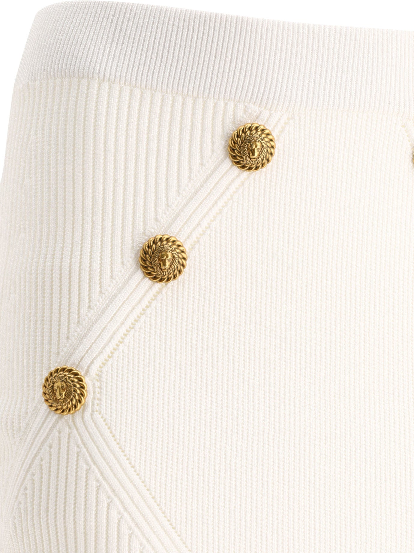Shop Balmain Buttoned Knit Skirt For Women In White