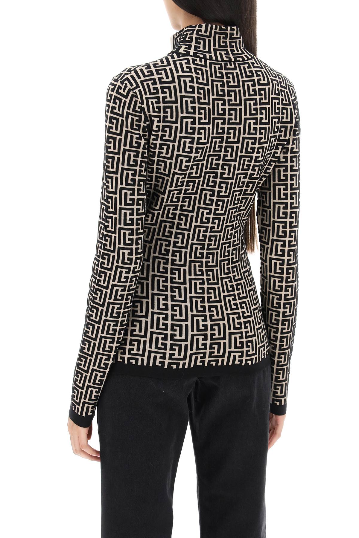 Shop Balmain Fine-knit Jacquard Sweater For Women In Ivory
