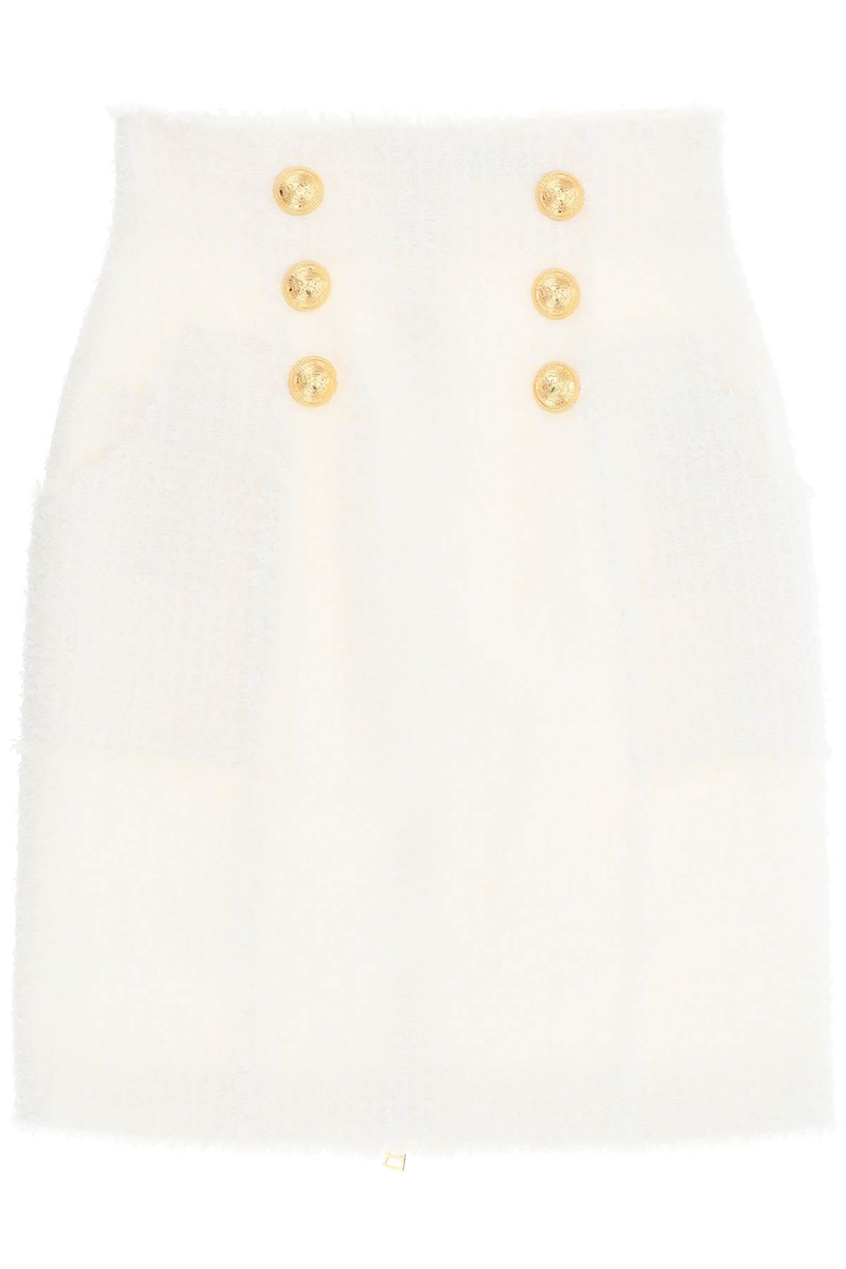 Shop Balmain Monochrome Tweed Pencil Skirt For Women In White