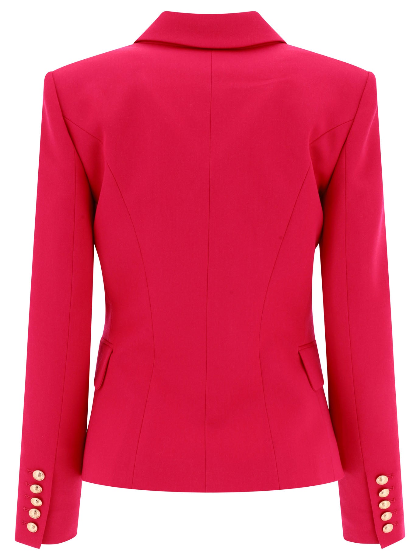 Shop Balmain Fuchsia Double-breasted Wool Jacket For Women