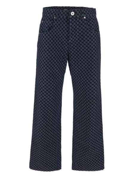 Balmain Luxurious Jacquard Wide-leg Jeans For Men In Blue