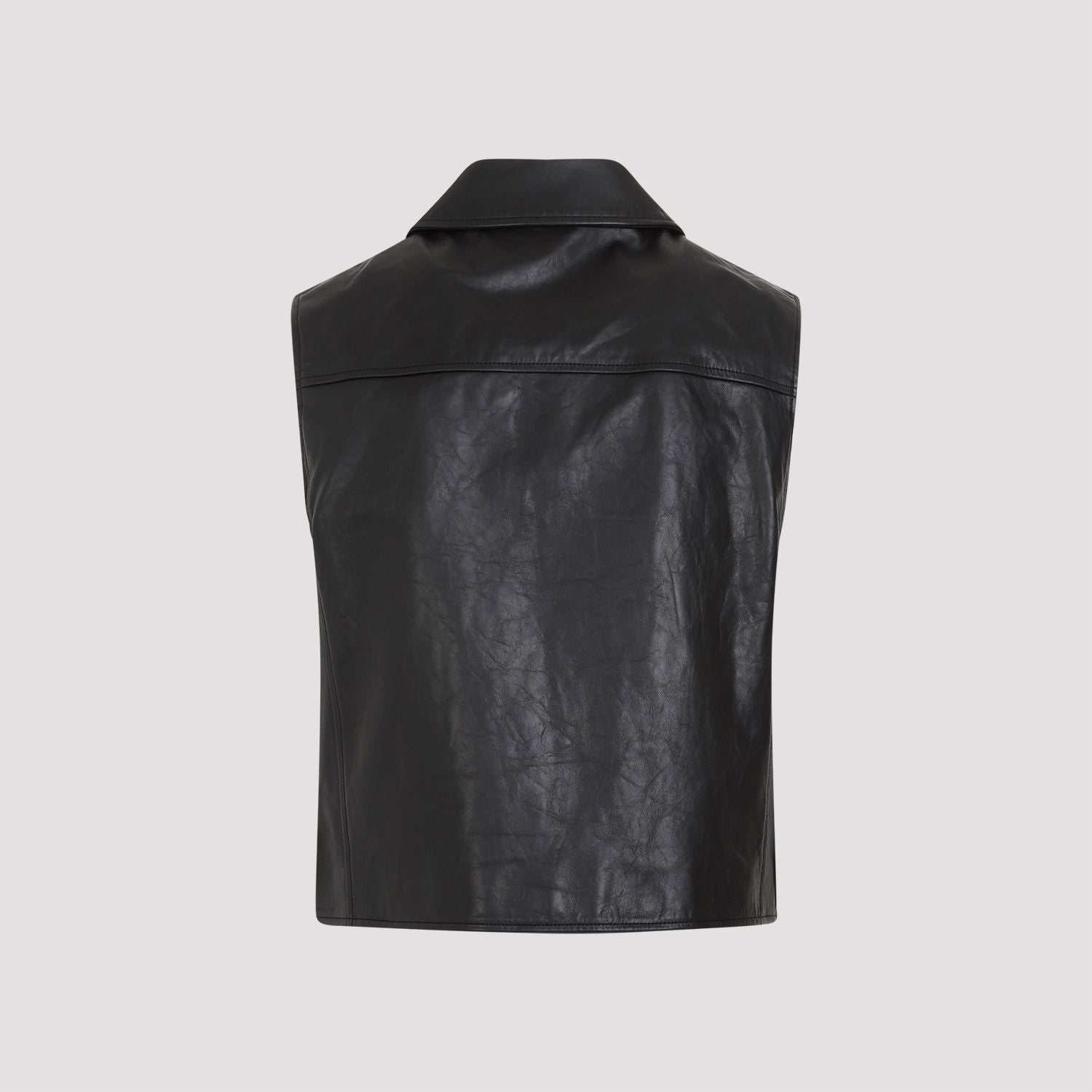 Shop Givenchy Men's Black Leather Vest For Ss24