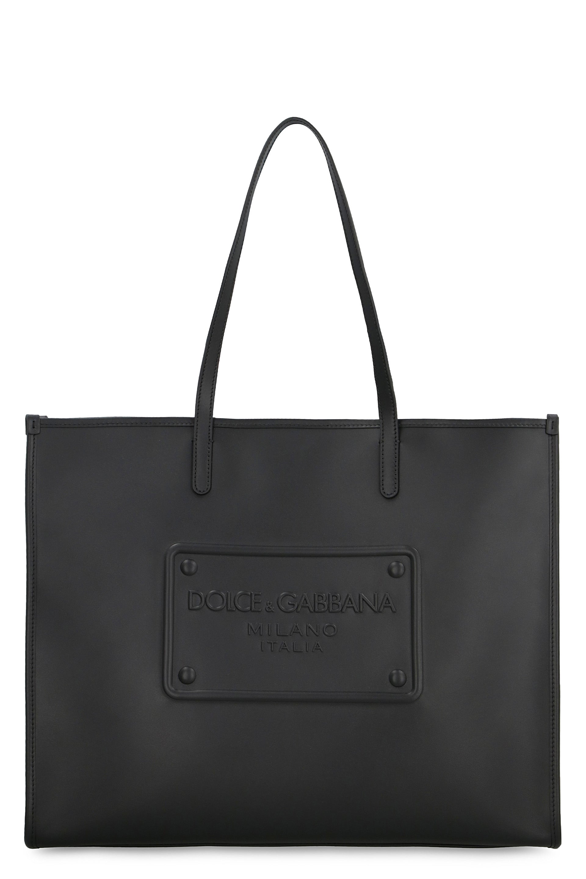 Dolce & Gabbana Smooth Calfskin Tote Handbag For Men In Black