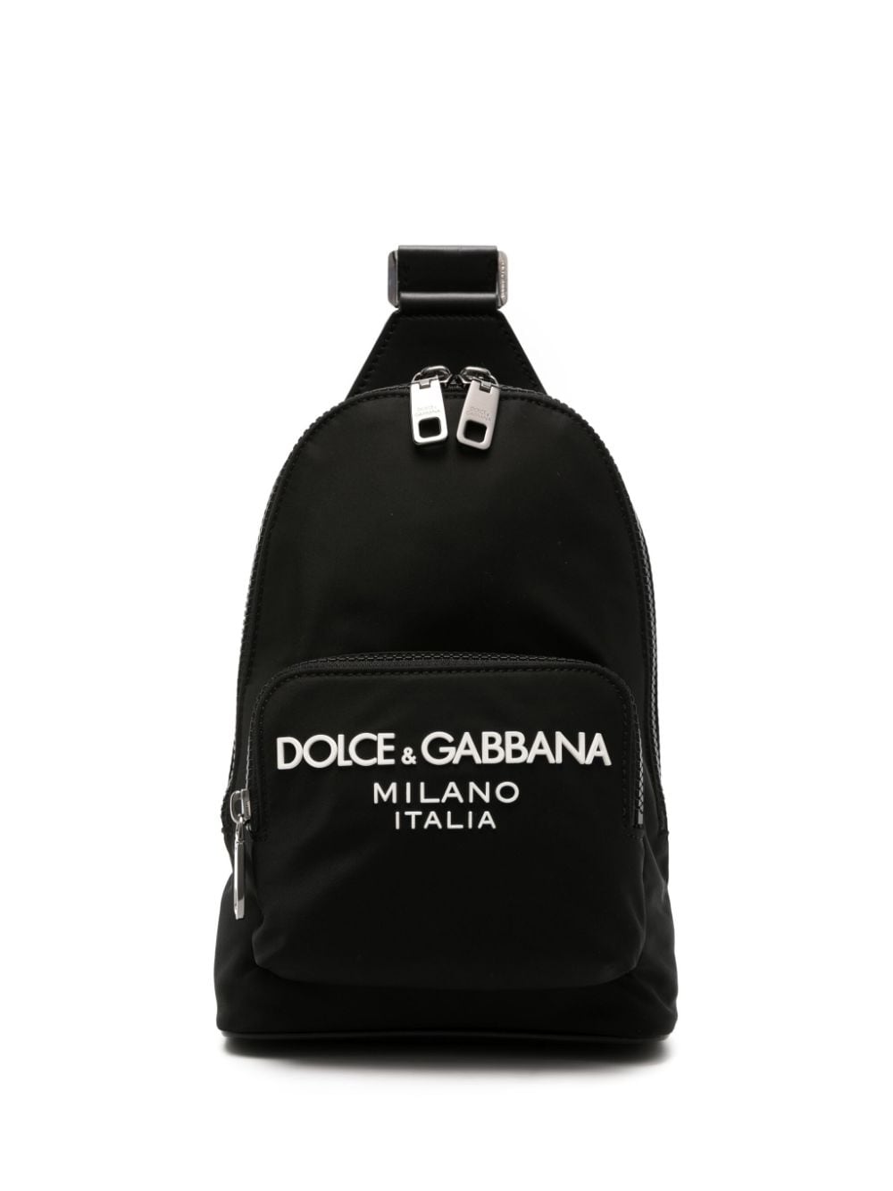 Shop Dolce & Gabbana Black/white Logo-appliqué Zipped Backpack For Men