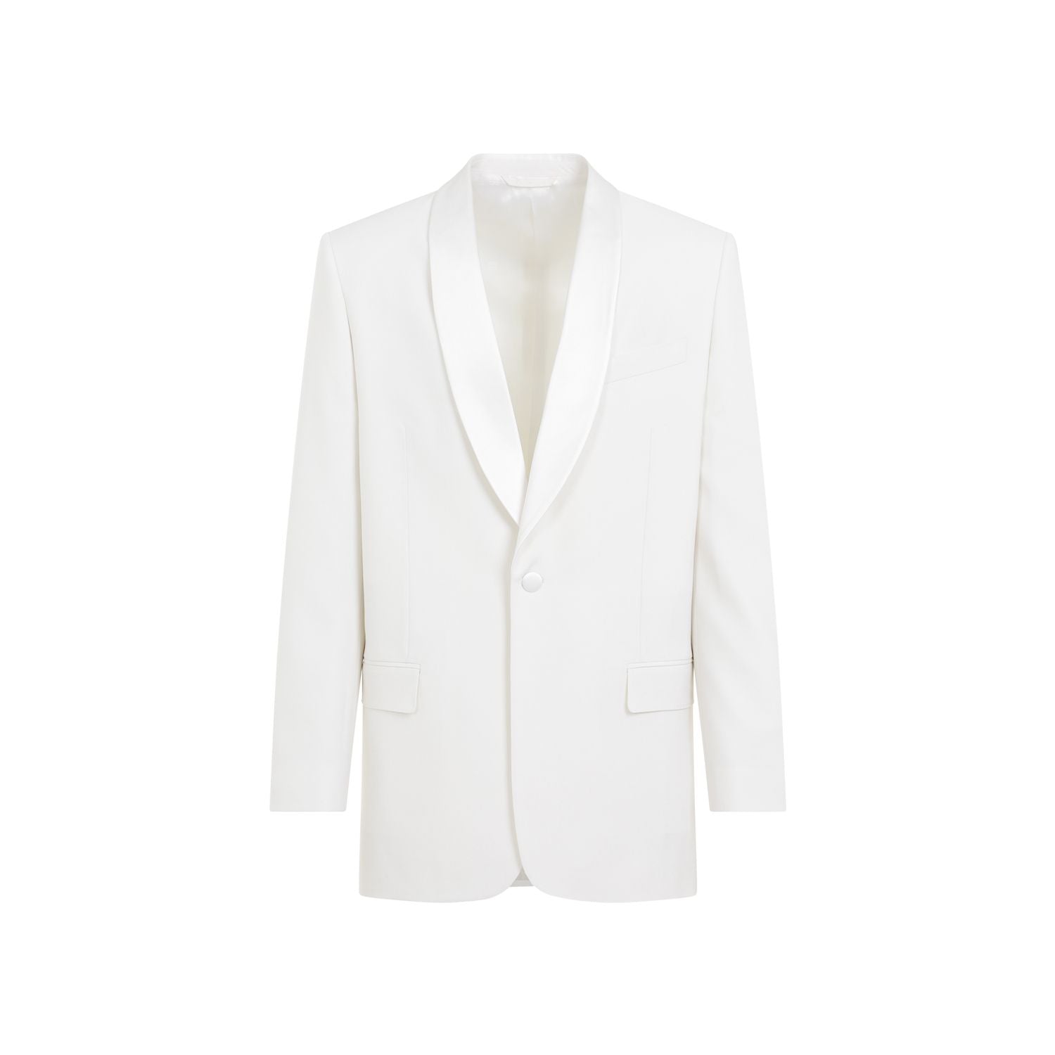 Givenchy Men's White Wool Lapel Jacket For Ss24 In Neutral