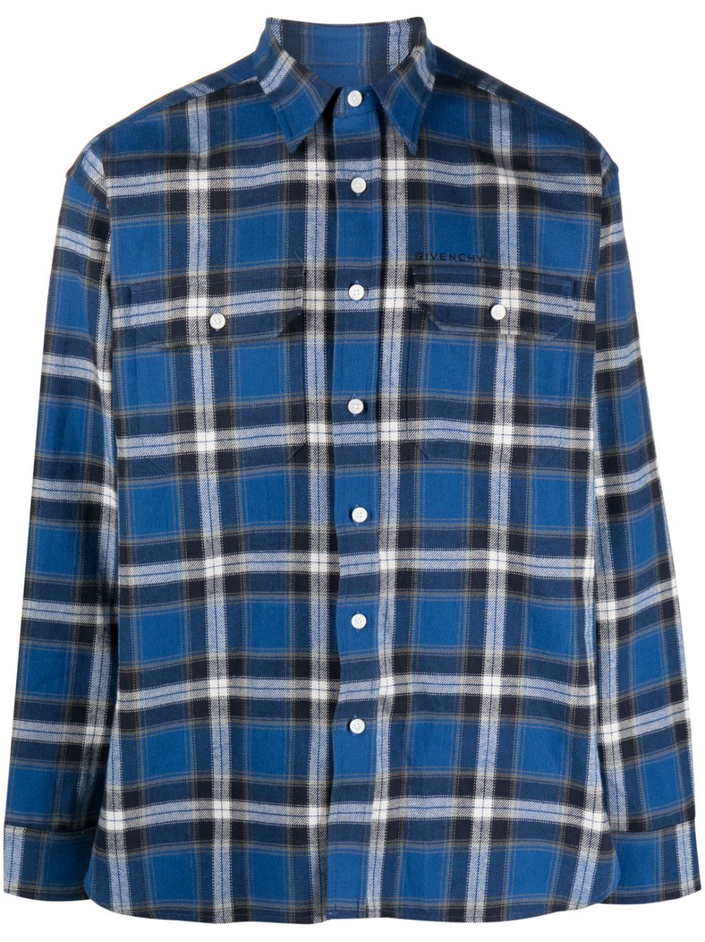 Shop Givenchy Lumberjack Check-print Cotton Shirt For Men (fw23) In Blue