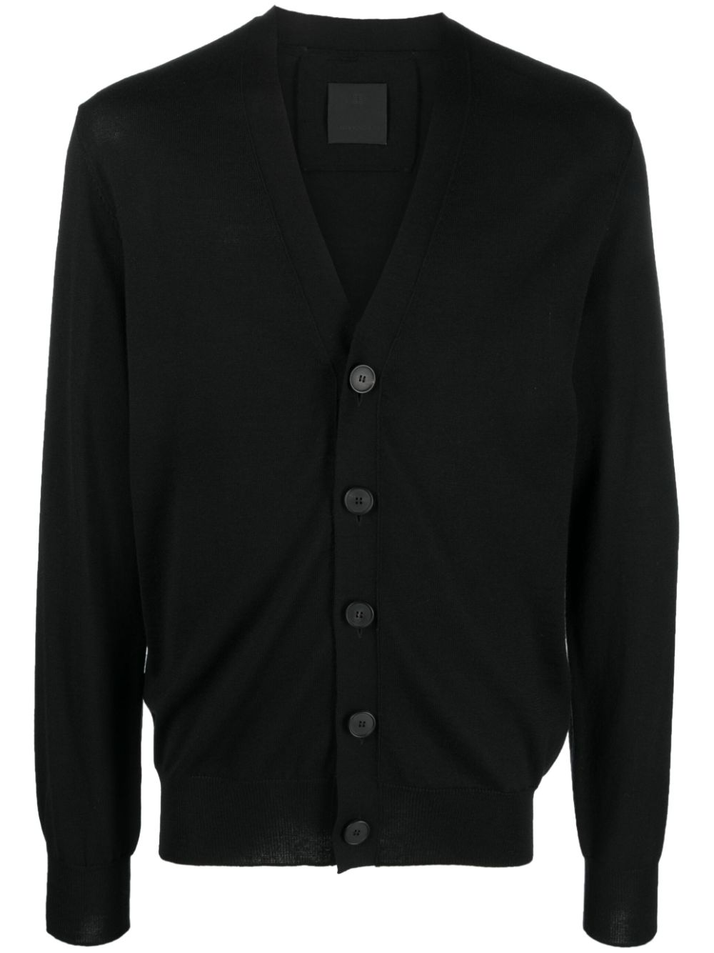 Shop Givenchy Men's Black Wool Intarsia-knit Cardigan