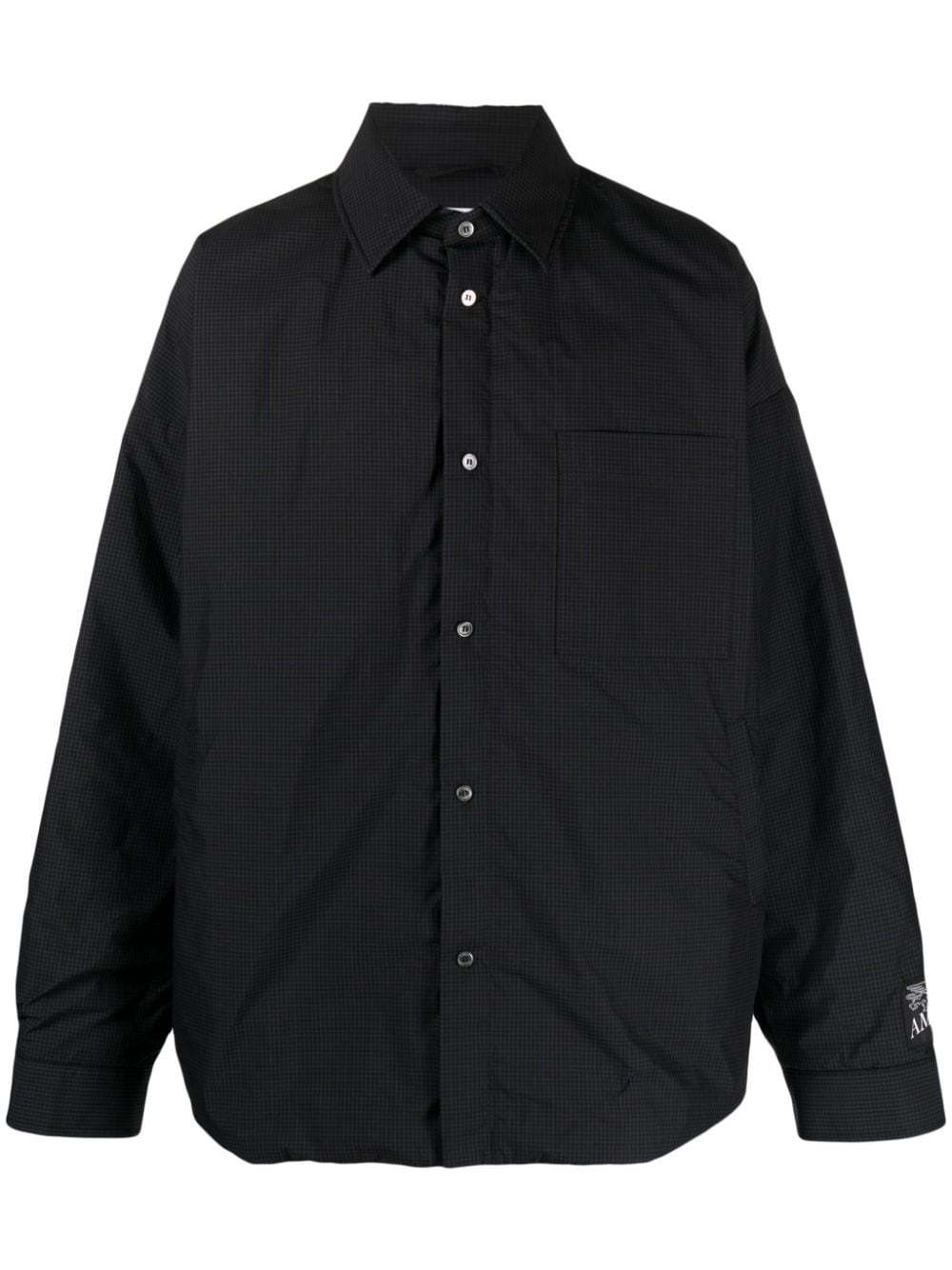 Shop Ambush Men's Gingham Check Padded Shirt Jacket In Black