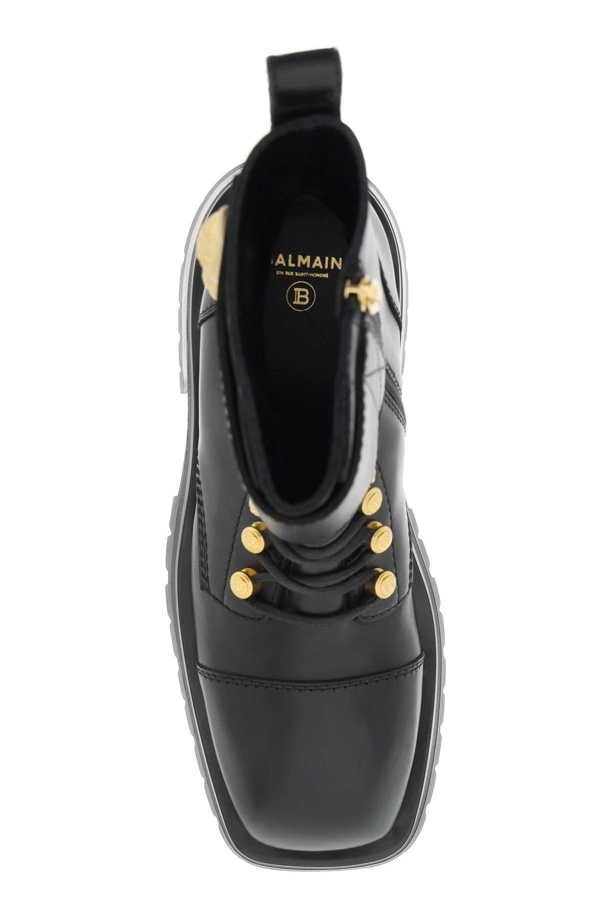 Shop Balmain Maxi Button Ranger Boots In Black Leather For Women