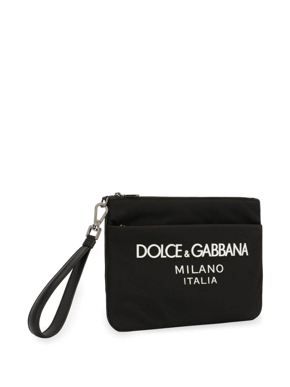 Shop Dolce & Gabbana Men's Nylon Logo Print Zipped Wallet With Wrist Strap In Black