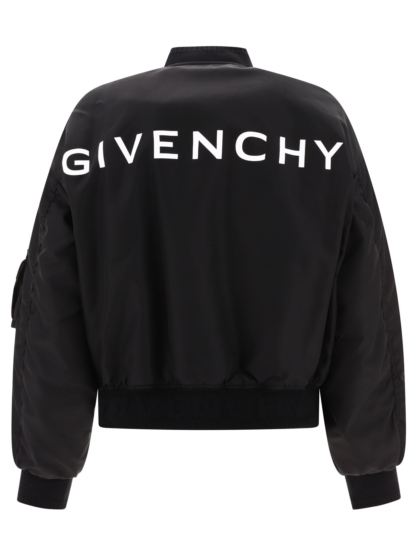 Shop Givenchy Boxy Fit Bomber Jacket With Signature Detail In Black