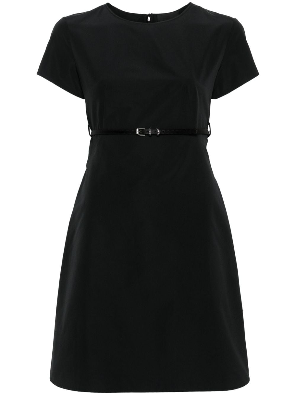 Shop Givenchy Black Cotton Blend Mini Dress With Flared Skirt And Adjustable Belt For Women