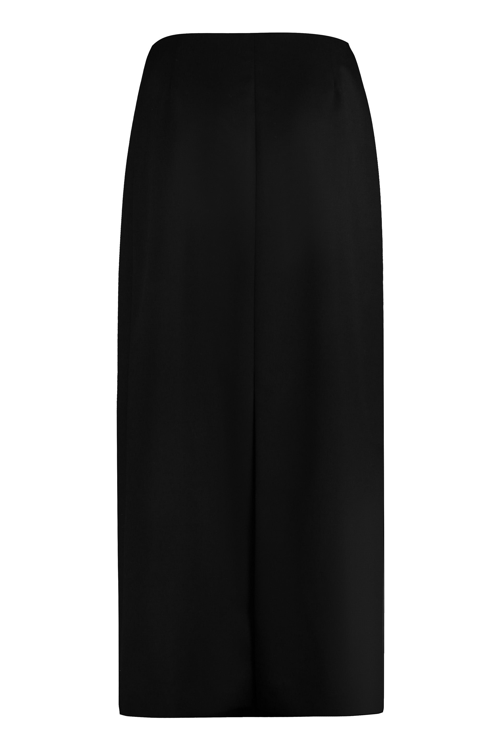 Shop Givenchy Women's Black Wool Skirt With Wrap-around Fastening And Back Slit For Fw23