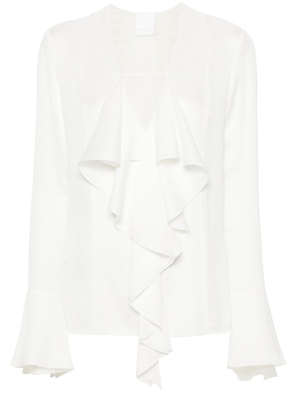 Givenchy White Silk Ruffled Blouse For Women