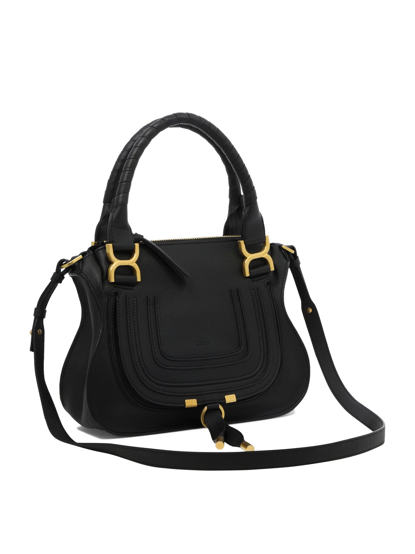 Shop Chloé Stylish Black Leather Handbag With Zip Closure And Interior Pockets