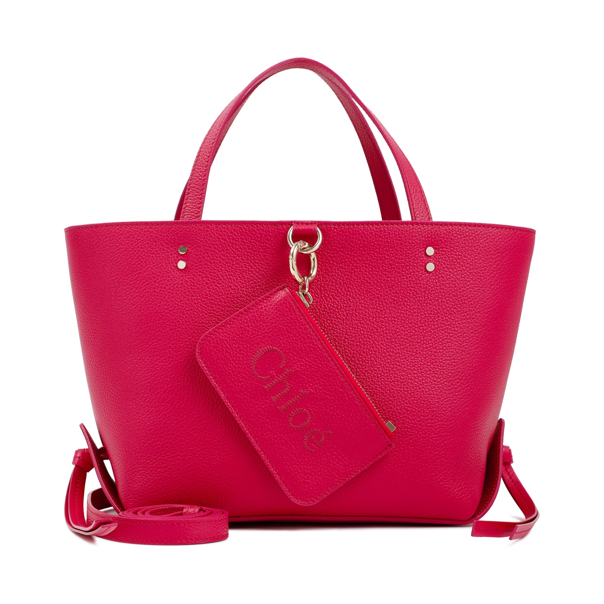 Shop Chloé Beige Grained Calf Leather Mini Tote Handbag W:23cm H:20cm D:14cm For Women Spring/summer 2024