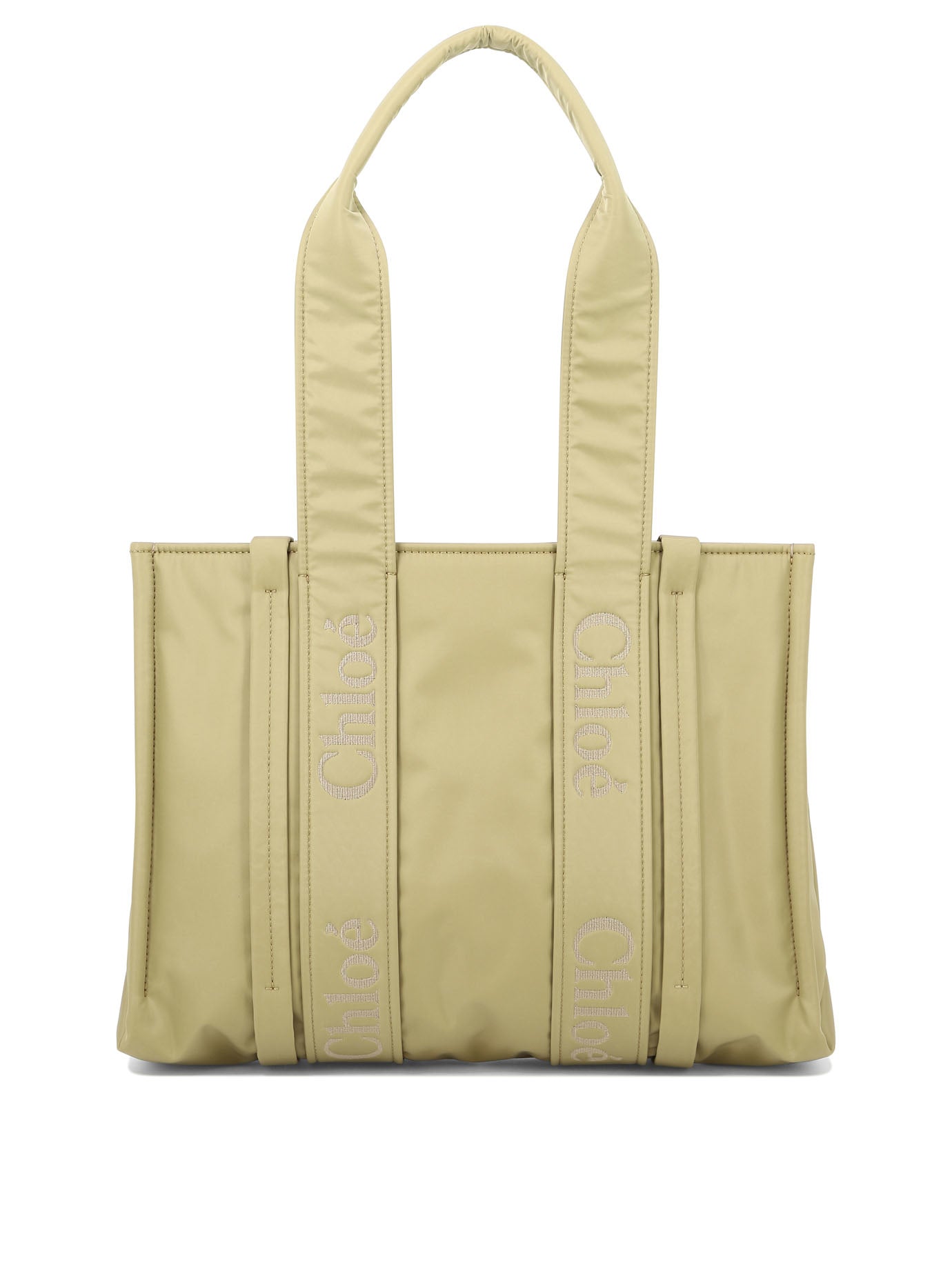 Shop Chloé Beige Woody Medium Shoulder Handbag For Women