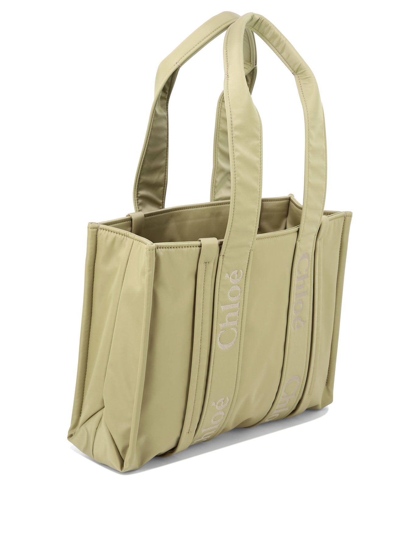 Shop Chloé Beige Woody Medium Shoulder Handbag For Women