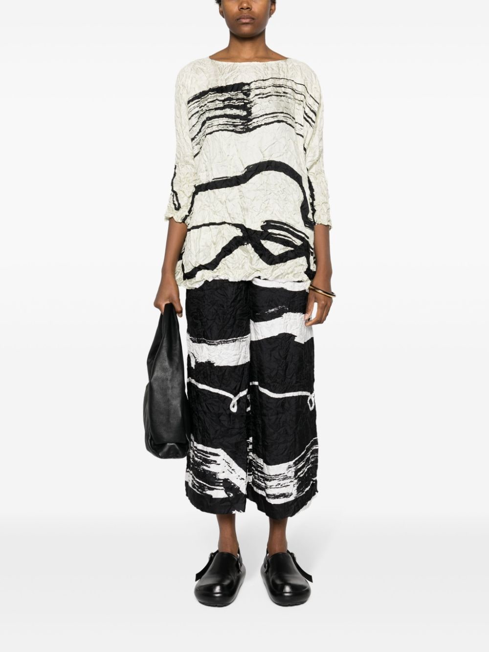 Shop Daniela Gregis Abstract Pattern Print Silk Blouse For Women In White