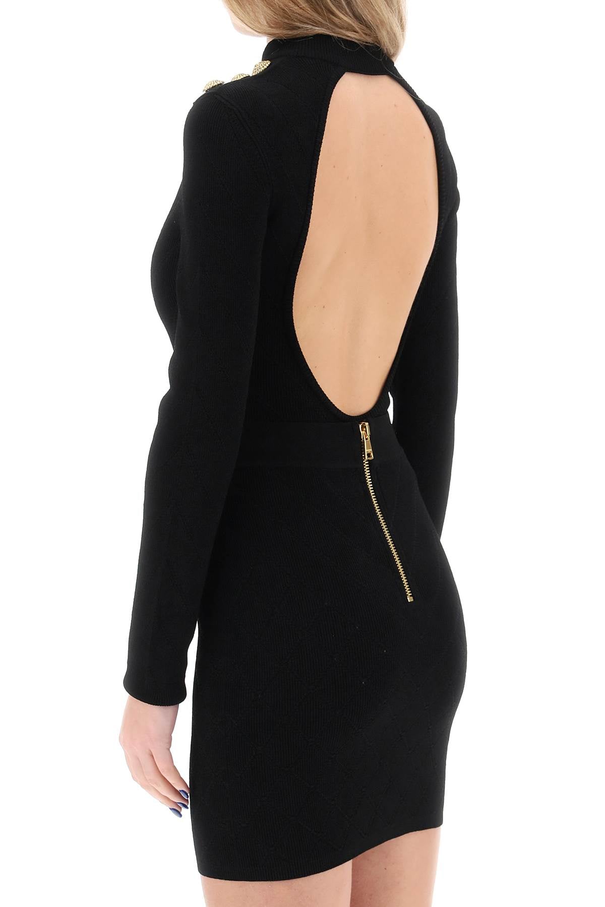 Shop Balmain Classic Black Knit Bodysuit With Embossed Buttons For Women