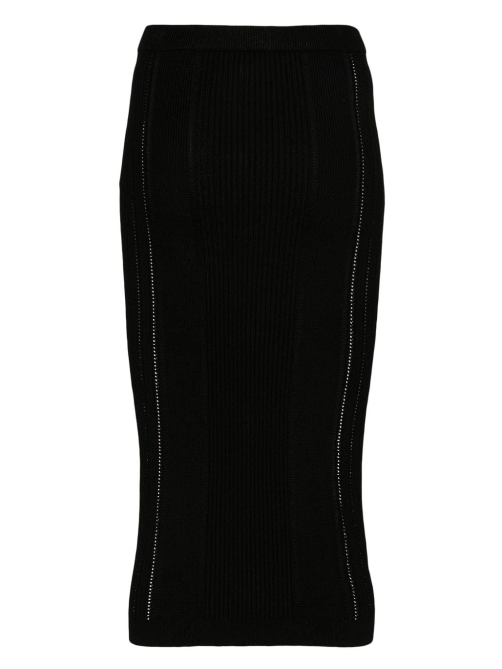 Shop Balmain Classic Black Lion Logo Midi Skirt For Women