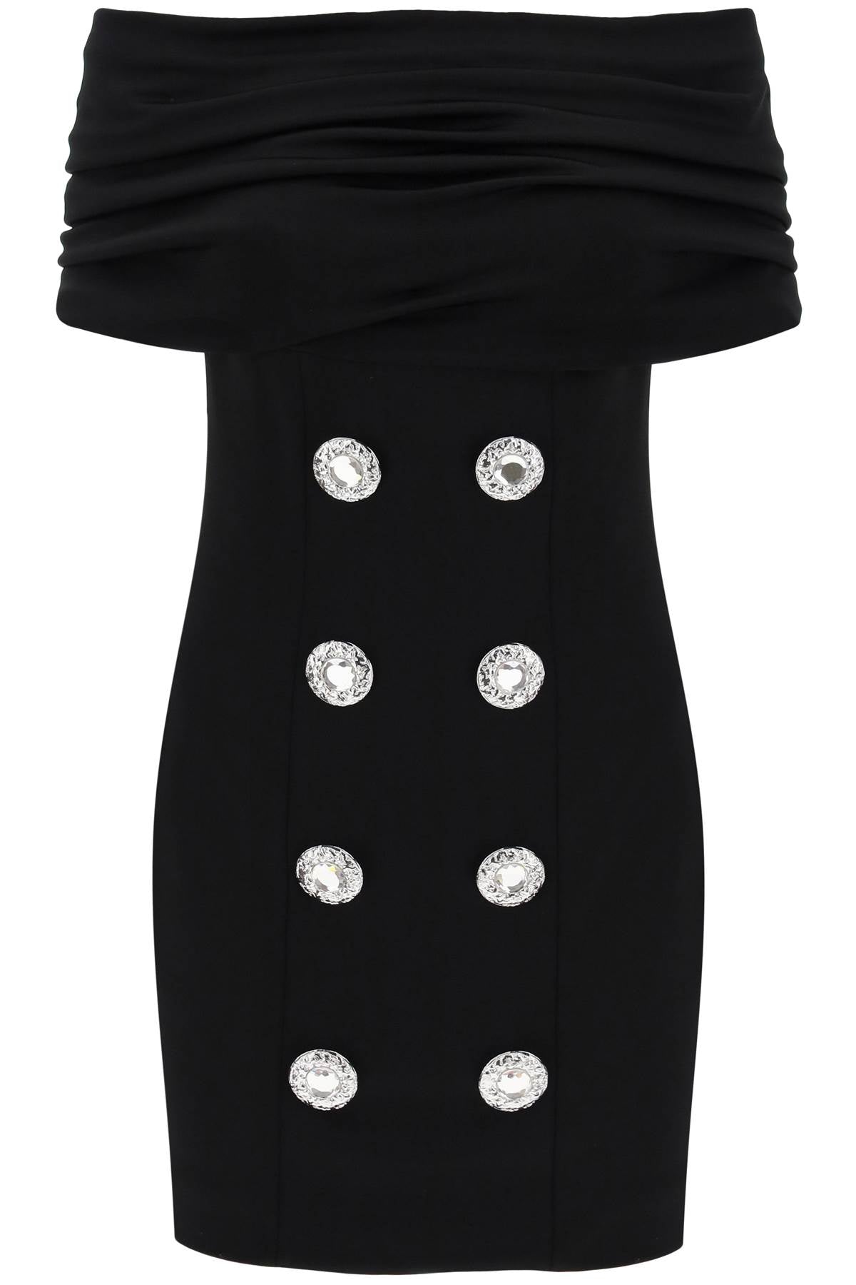 Shop Balmain Elegant Mini Dress With Boat Neckline In Black