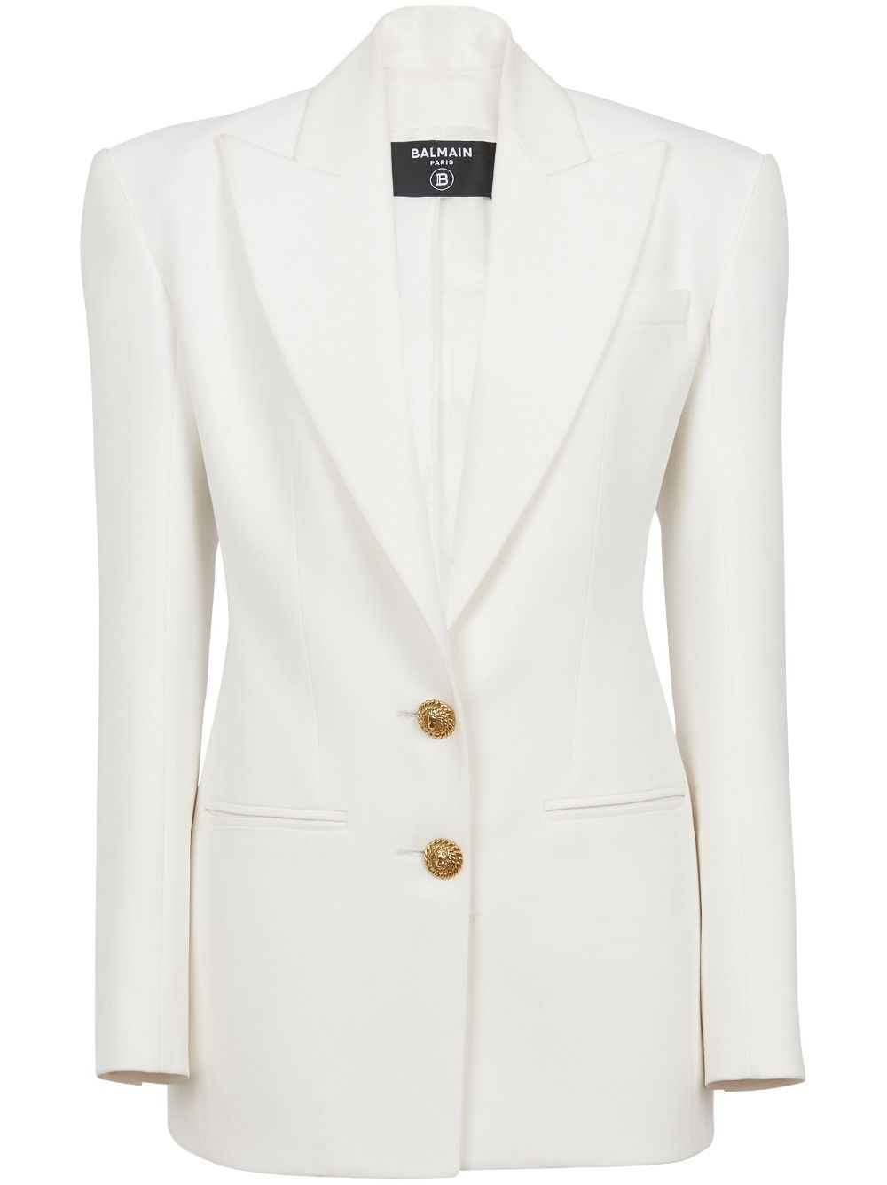Shop Balmain Structured White Creasedêpleated Single-breasted Jacket For Women