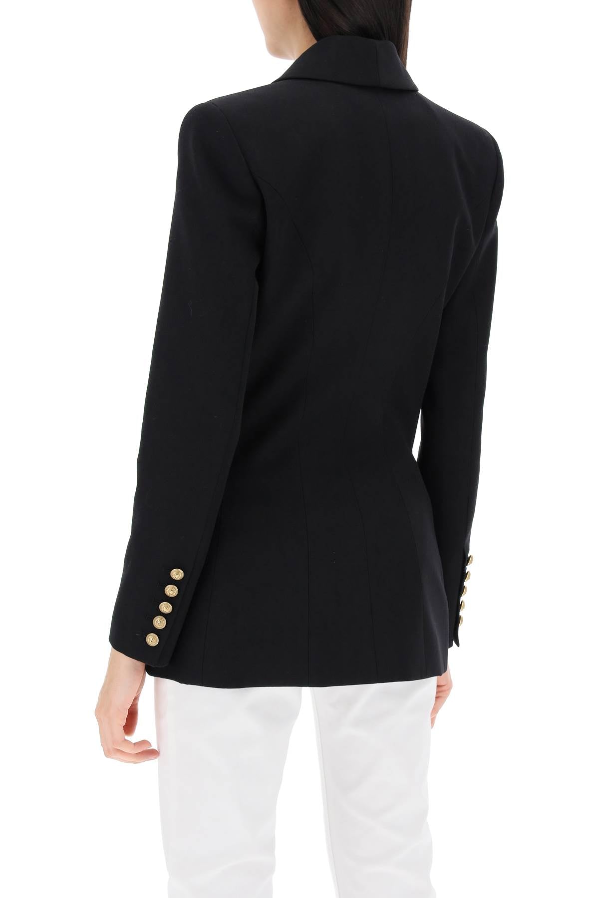 Shop Balmain Double-breasted Jacket With Shaped Cut For Women In Black
