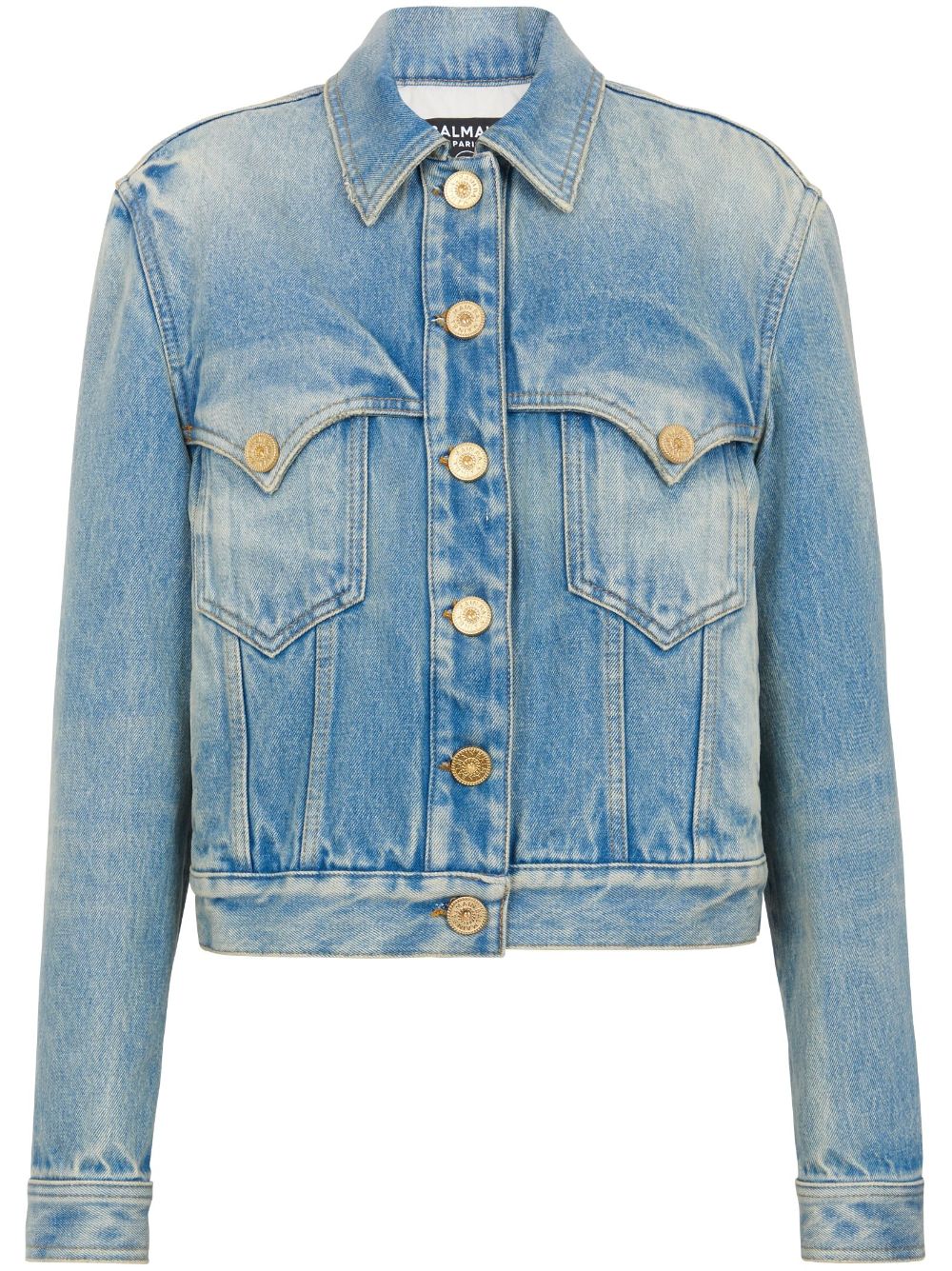 Shop Balmain Vintage-inspired Denim Jacket In Light Blue