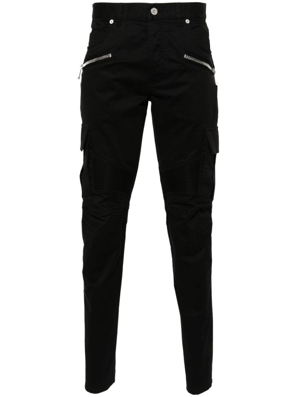Shop Balmain Tapered Cargo Pants In Black